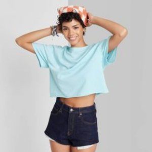 Women's Short Sleeve Relaxed Fit Cropped T-Shirta